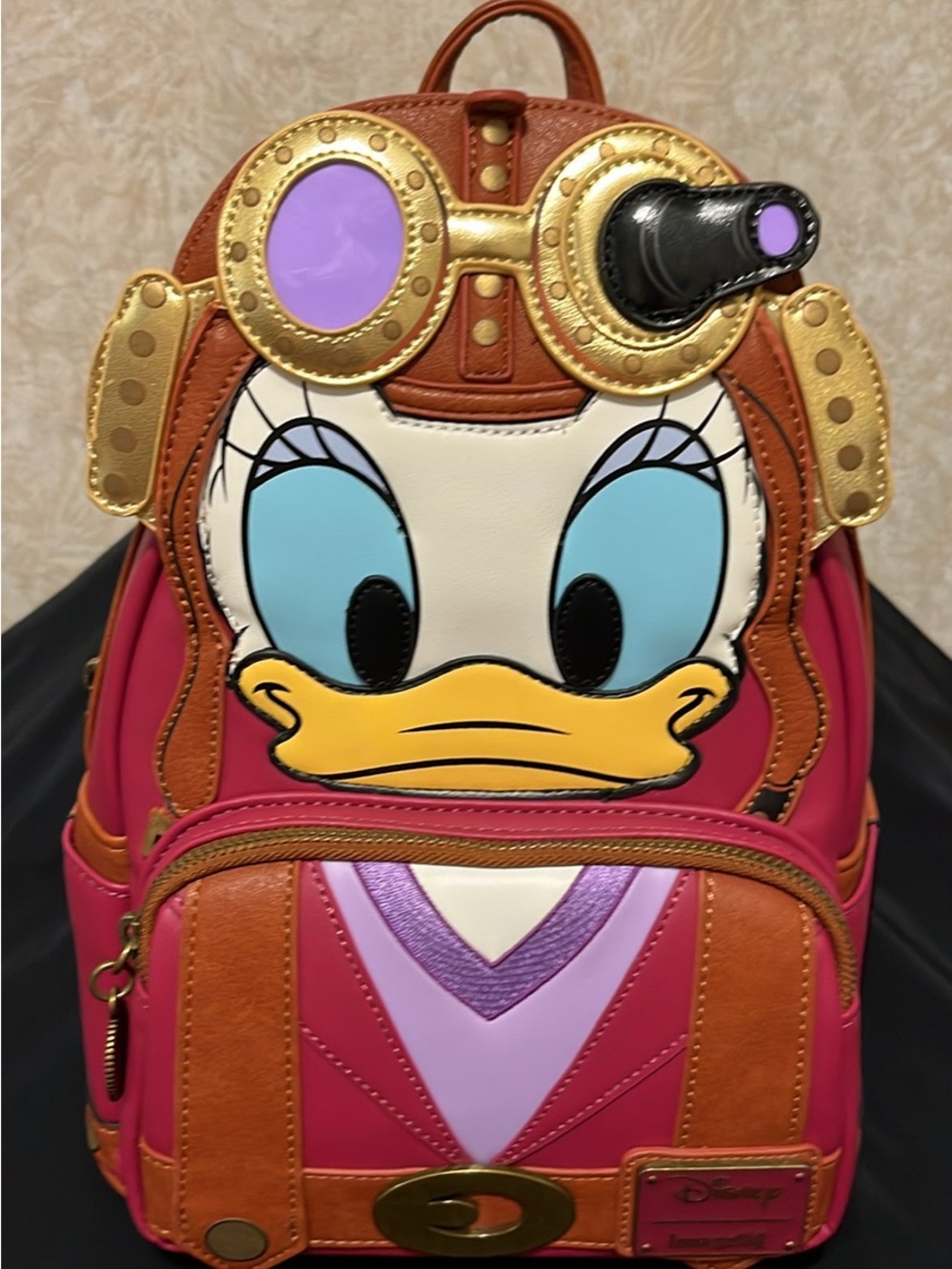 Disney Daisy Duck Aviator Mini Backpack - Pink, Brown, Yellow, Blue